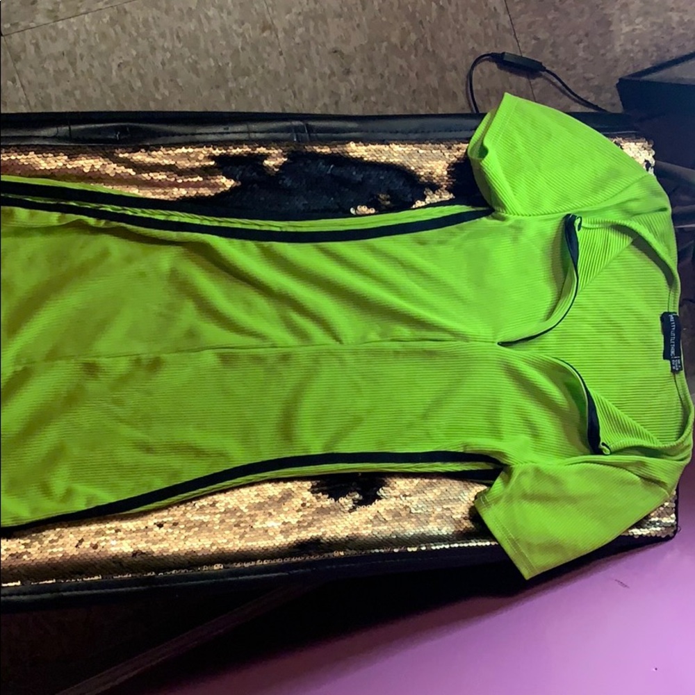 Lime green and black dress